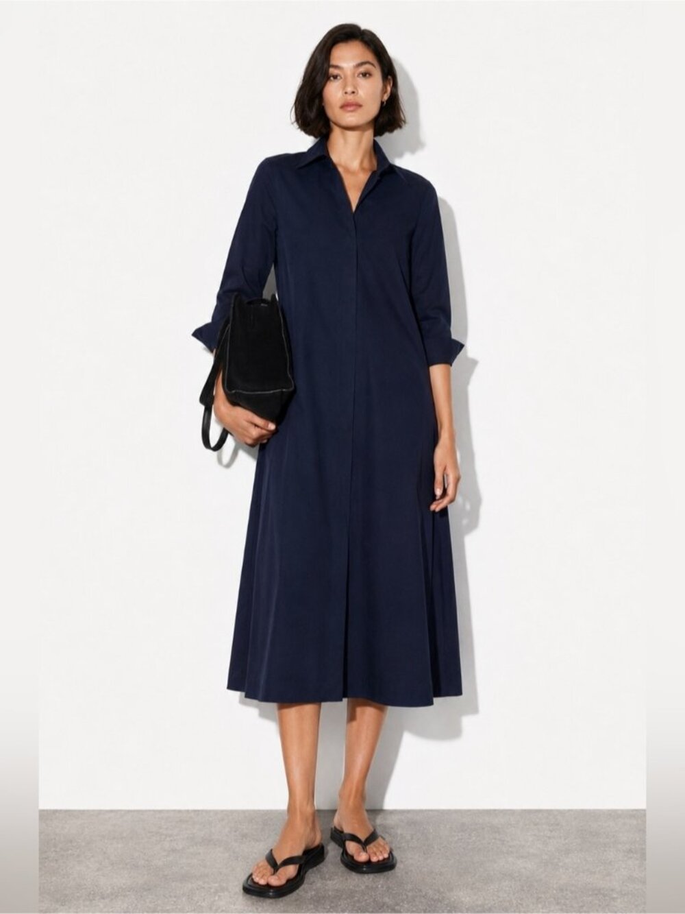 COS Navy Midi Shirt Dress